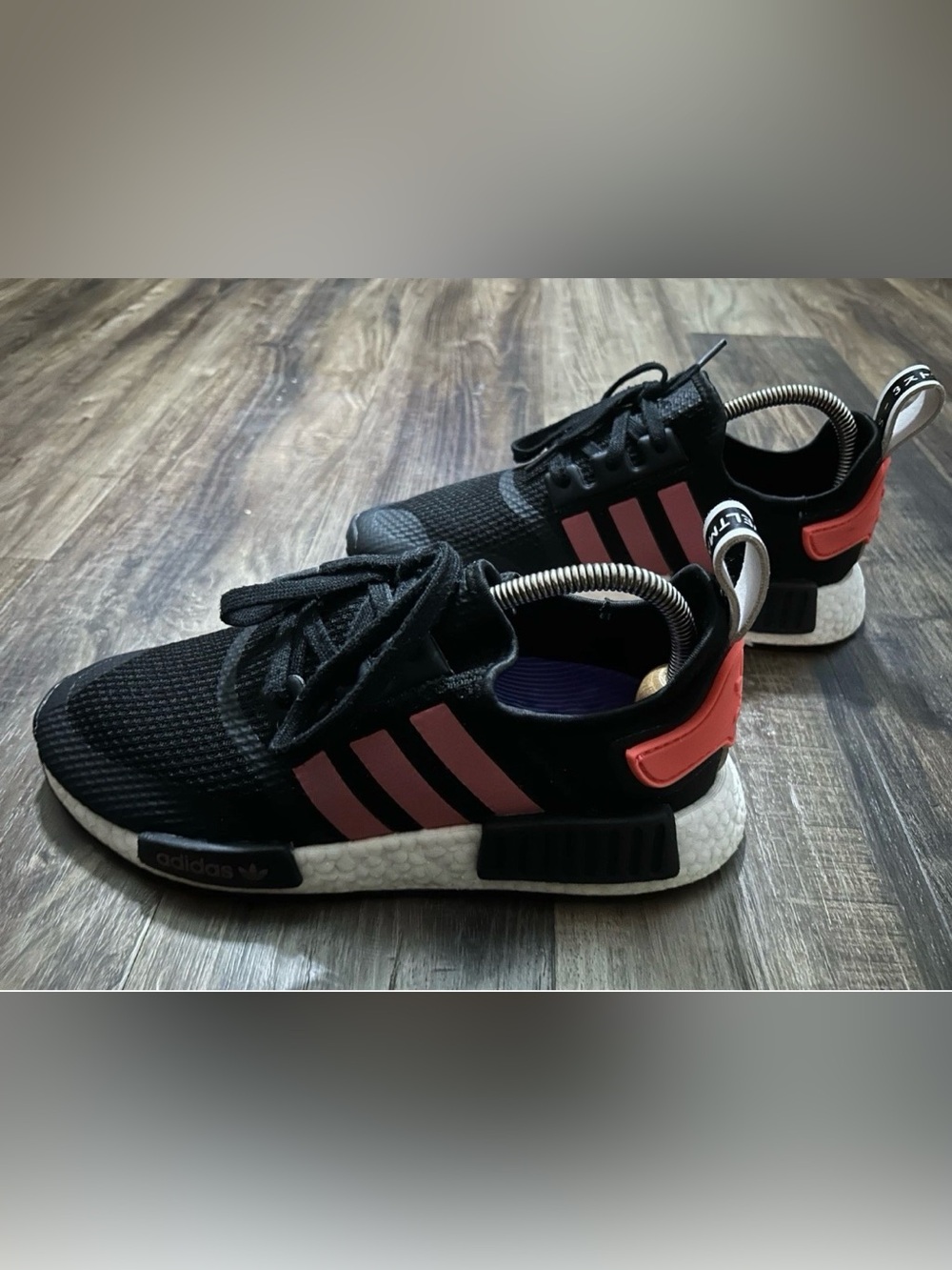 Adidas NMD R1 Black Pink White Running Shoes Men's Athletic Sz 9M